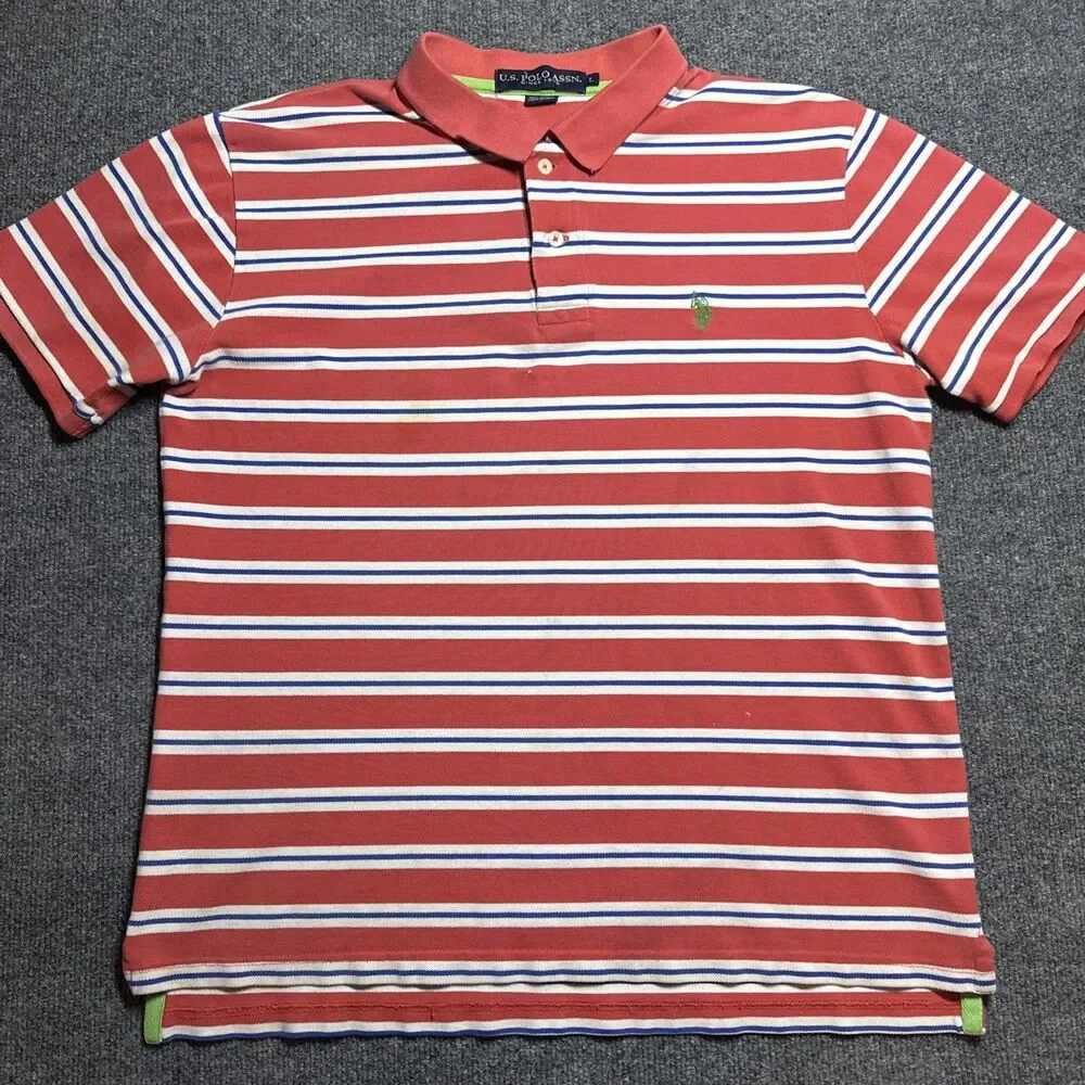 Polo Ralph Lauren Shirt Mens Large Striped Short Sleeve Rugby